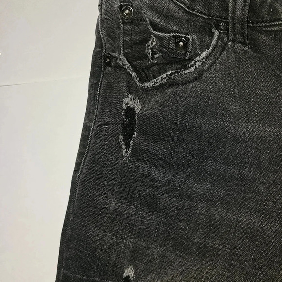 Pistola Aces High Black Distressed Hi-Rise Straight Leg Jeans Stretch Raw Hem - Picture 5 of 8